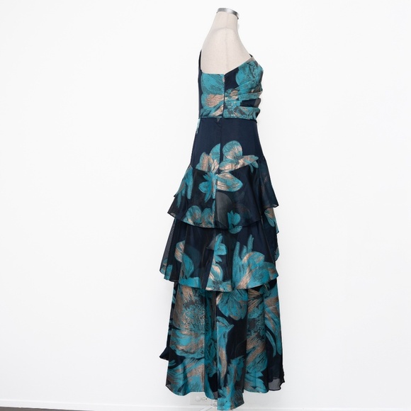 Aidan Mattox -  One-shoulder Jacquard Tiered Ballgown. - Picture 5 of 16